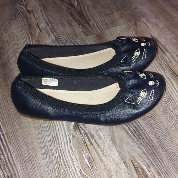 Gap Kids navy blue kitty cat  ballet flats  Sz 4 - Picture 5 of 6